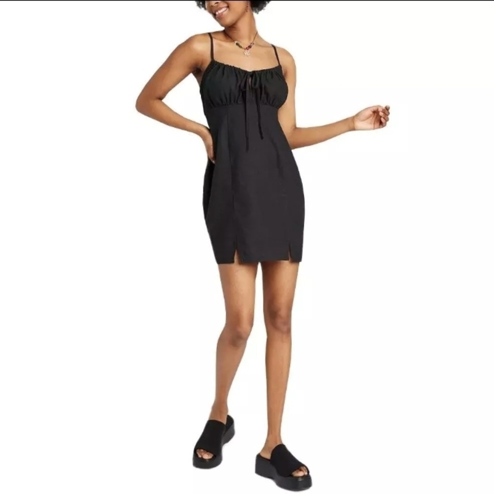 Wild Fable Ruched Linen Slip Dress - Small